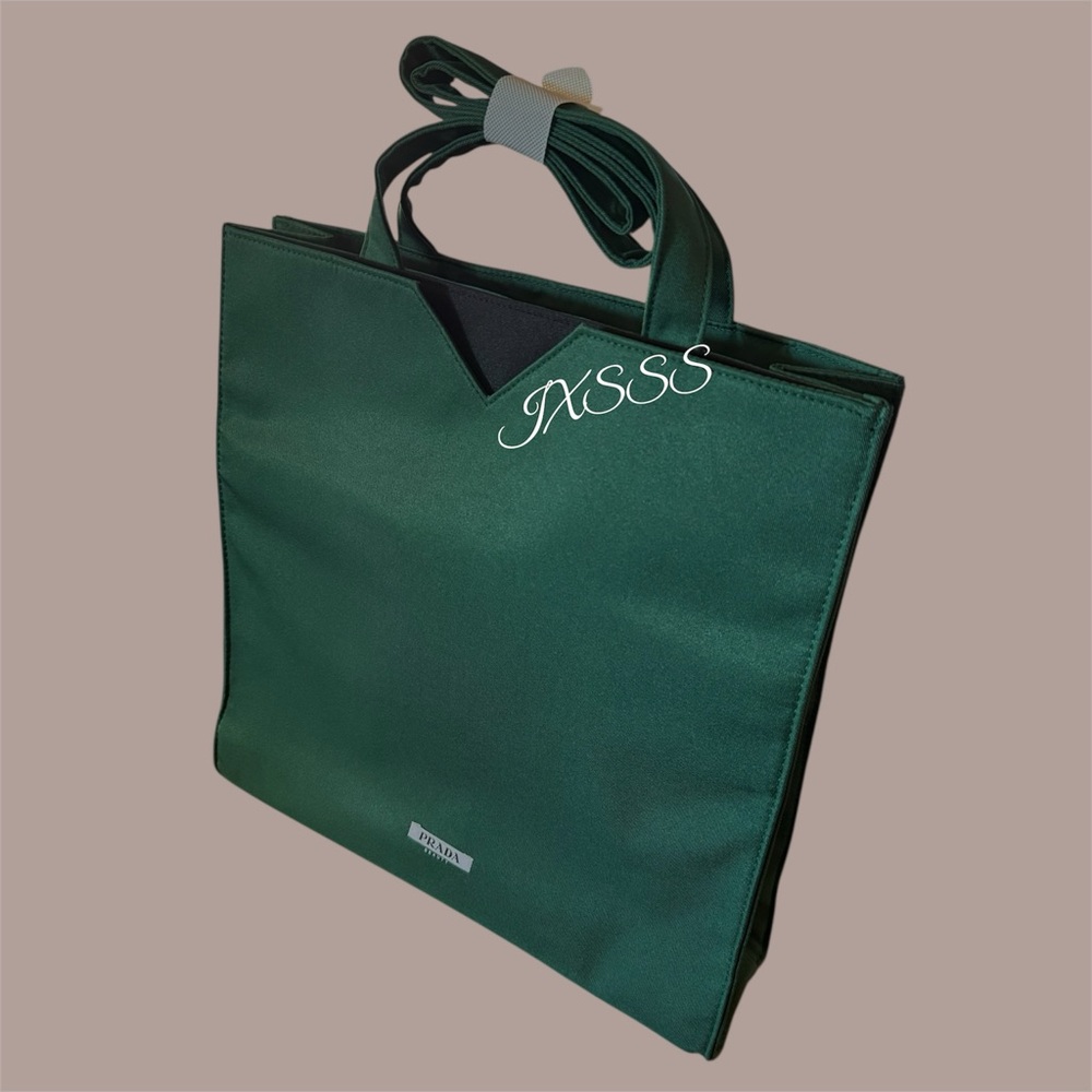 *RARE* Dark-Green Prada Beauty (Dual Compartment) Shoulder-Tote Bag - Picture 12 of 12